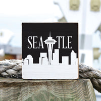 Seattle City Outline Block Square Sign