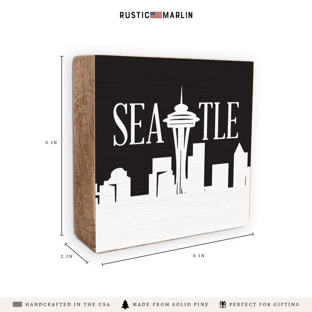 Seattle City Outline Block Square Sign