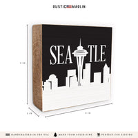 Seattle City Outline Block Square Sign