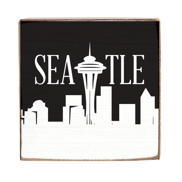 Seattle City Outline Block Square Sign