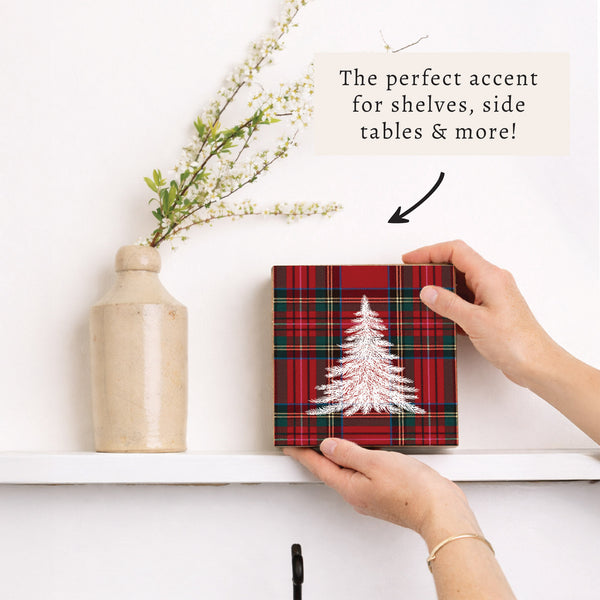 Tartan Christmas Tree Block Sign