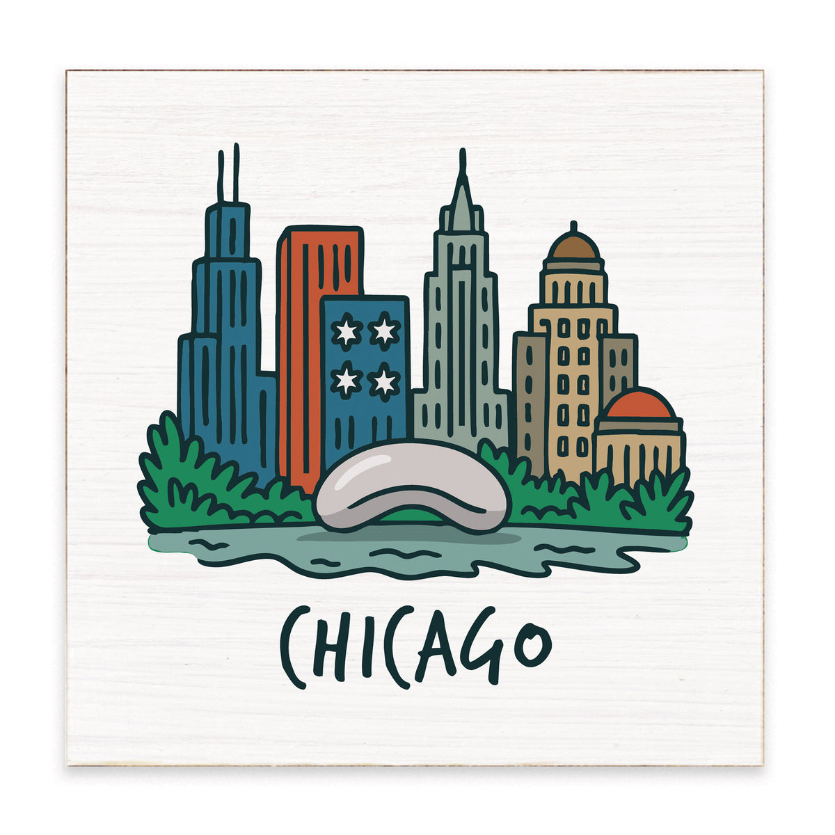 Chicago Cityscape Block Sign
