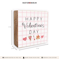 Happy Valentine's Day Gingham Block Sign