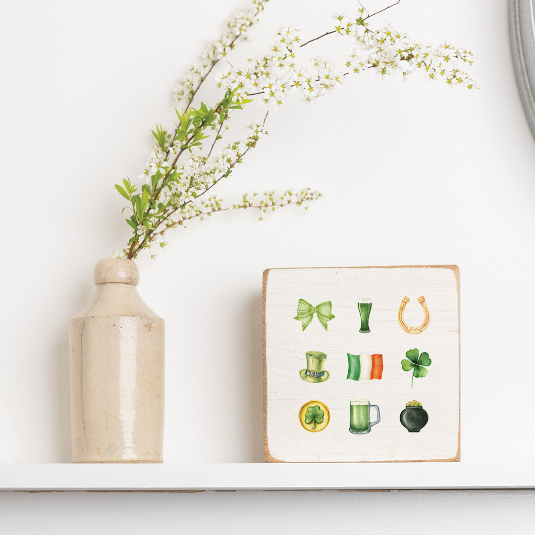 St. Patrick’s Day Icons Block Sign