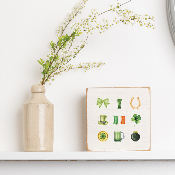 St. Patrick’s Day Icons Block Sign