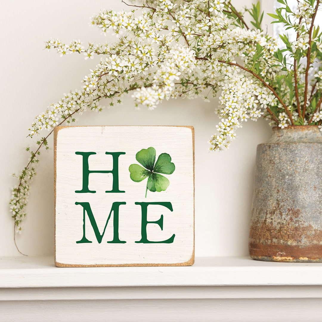Home Shamrock Block Sign