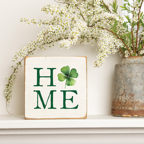 Home Shamrock Block Sign