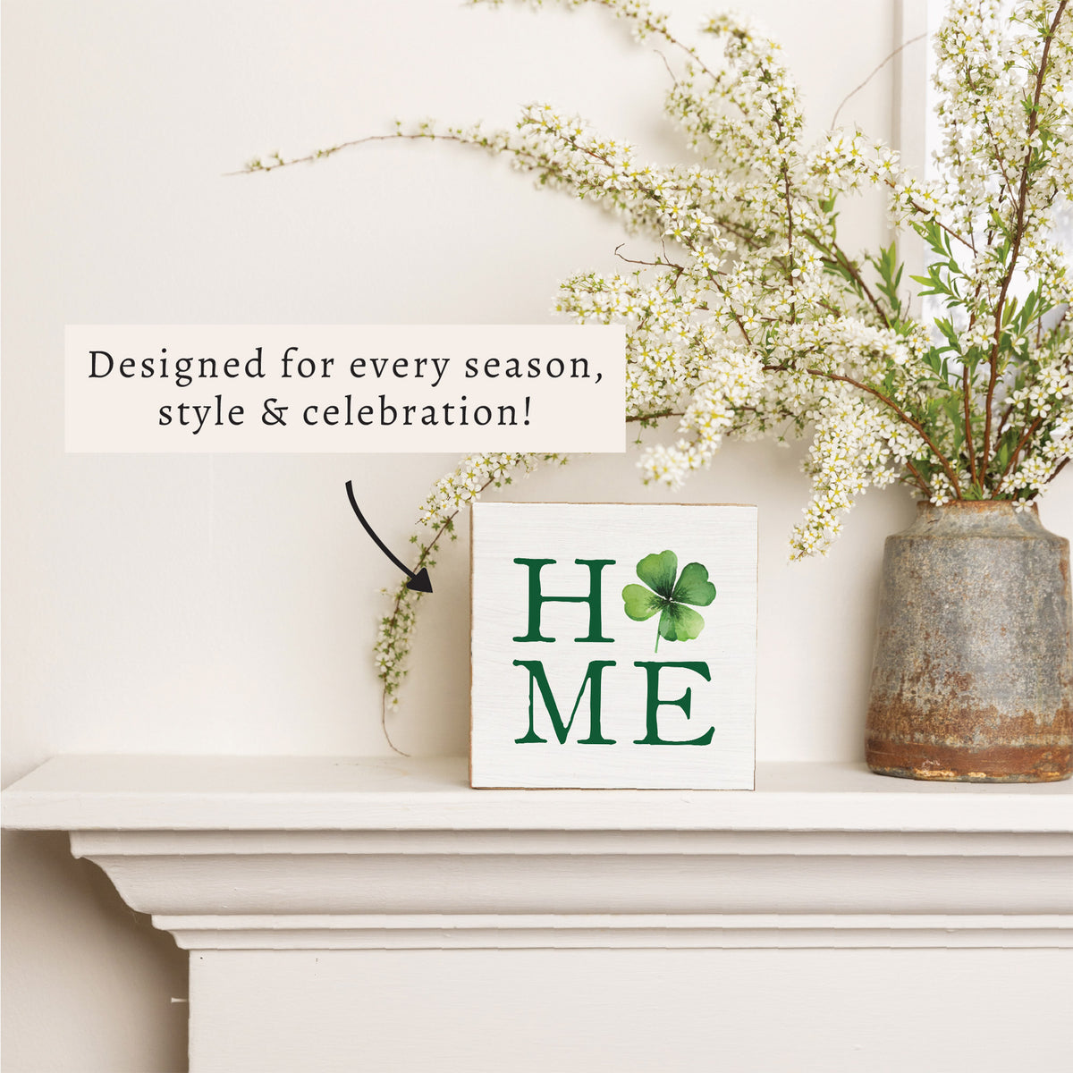 Home Shamrock Block Sign