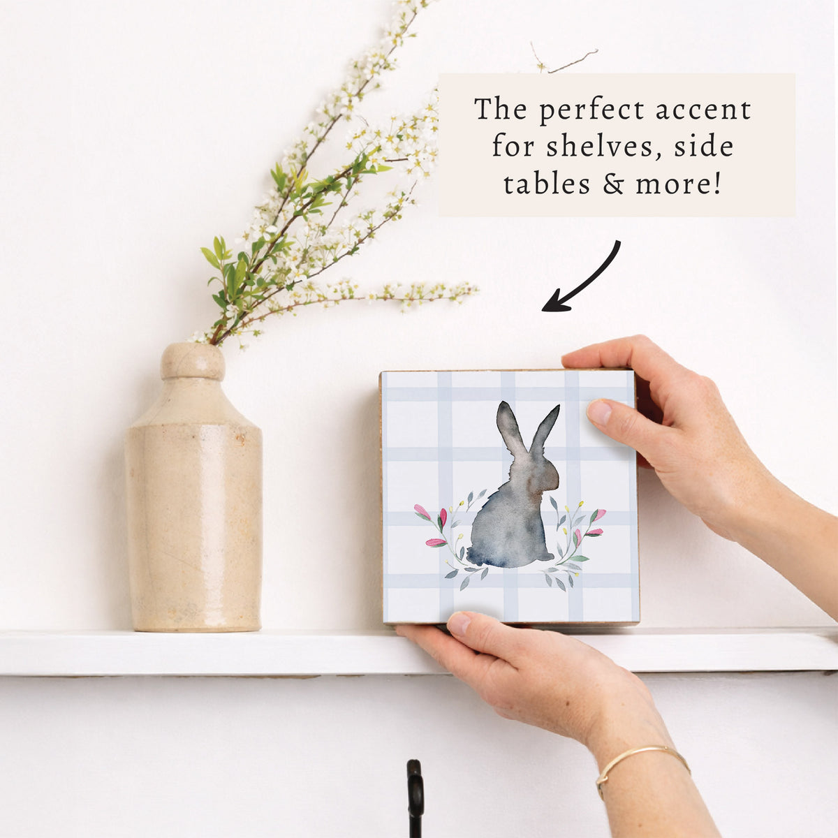Easter Gingham Bunny Block Sign