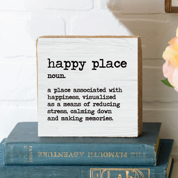 Happy Place Definition Block Sign