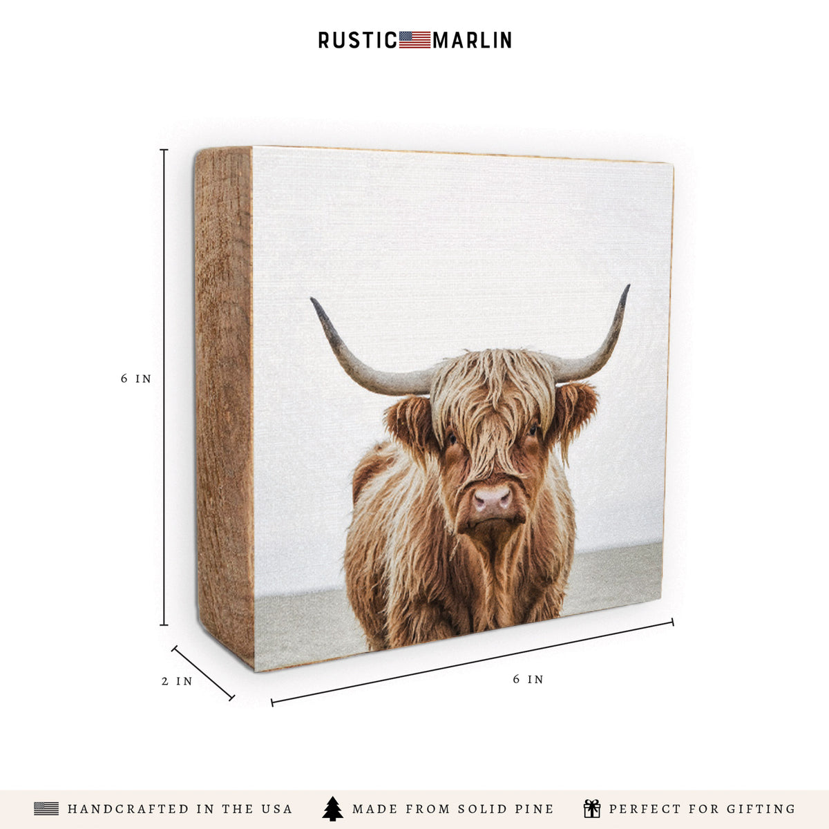Highland Cow Block Sign