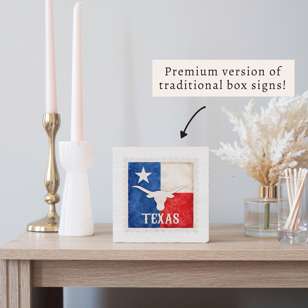 Texas Americana Stamp Block Sign