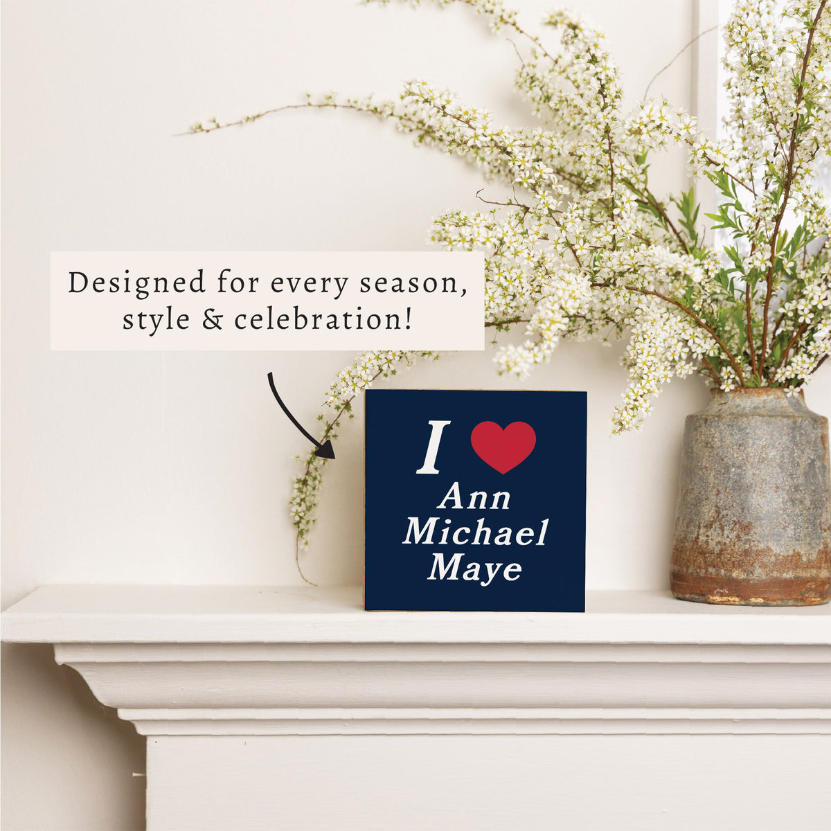 I Love Ann Michael Maye Block Sign