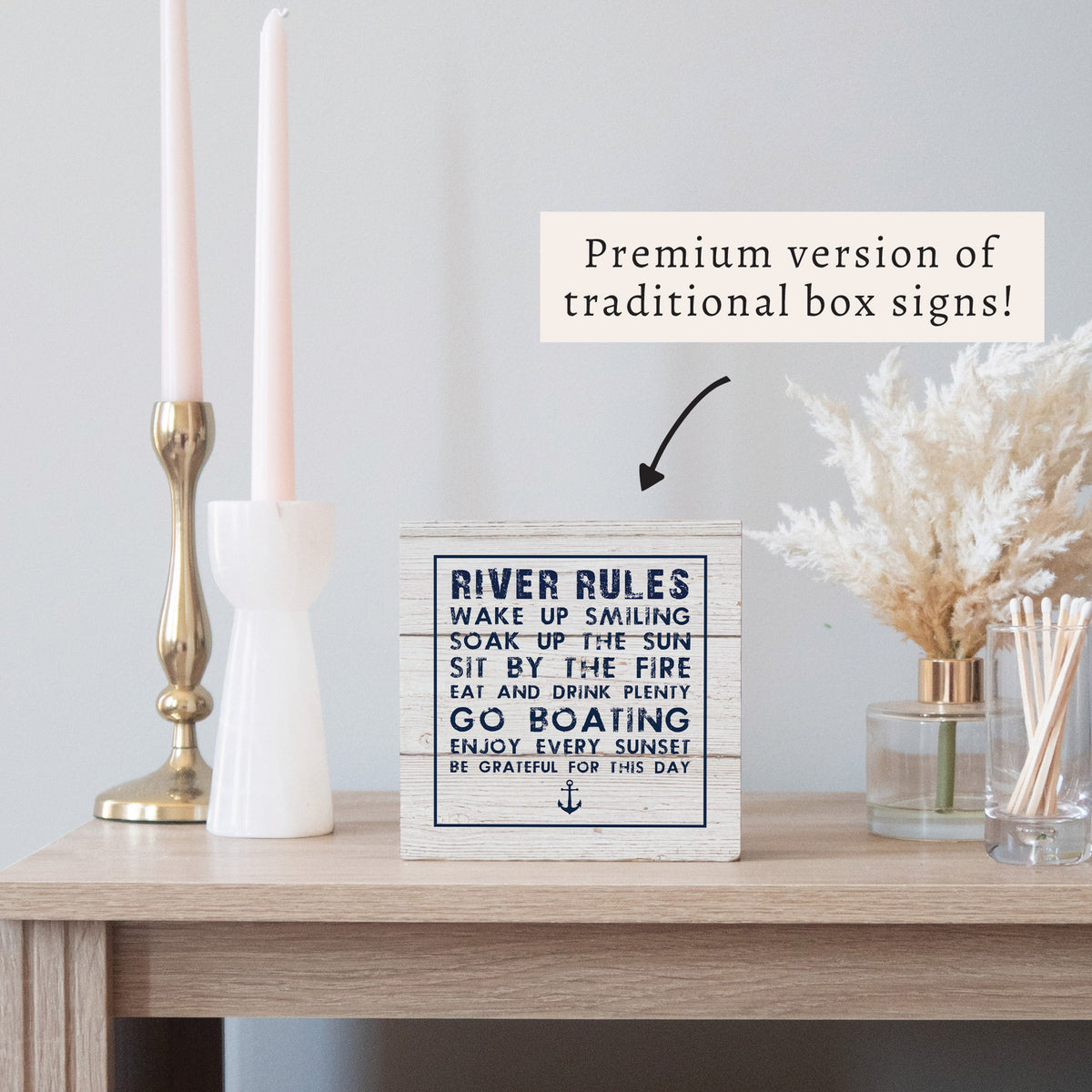 River Rules Block Sign