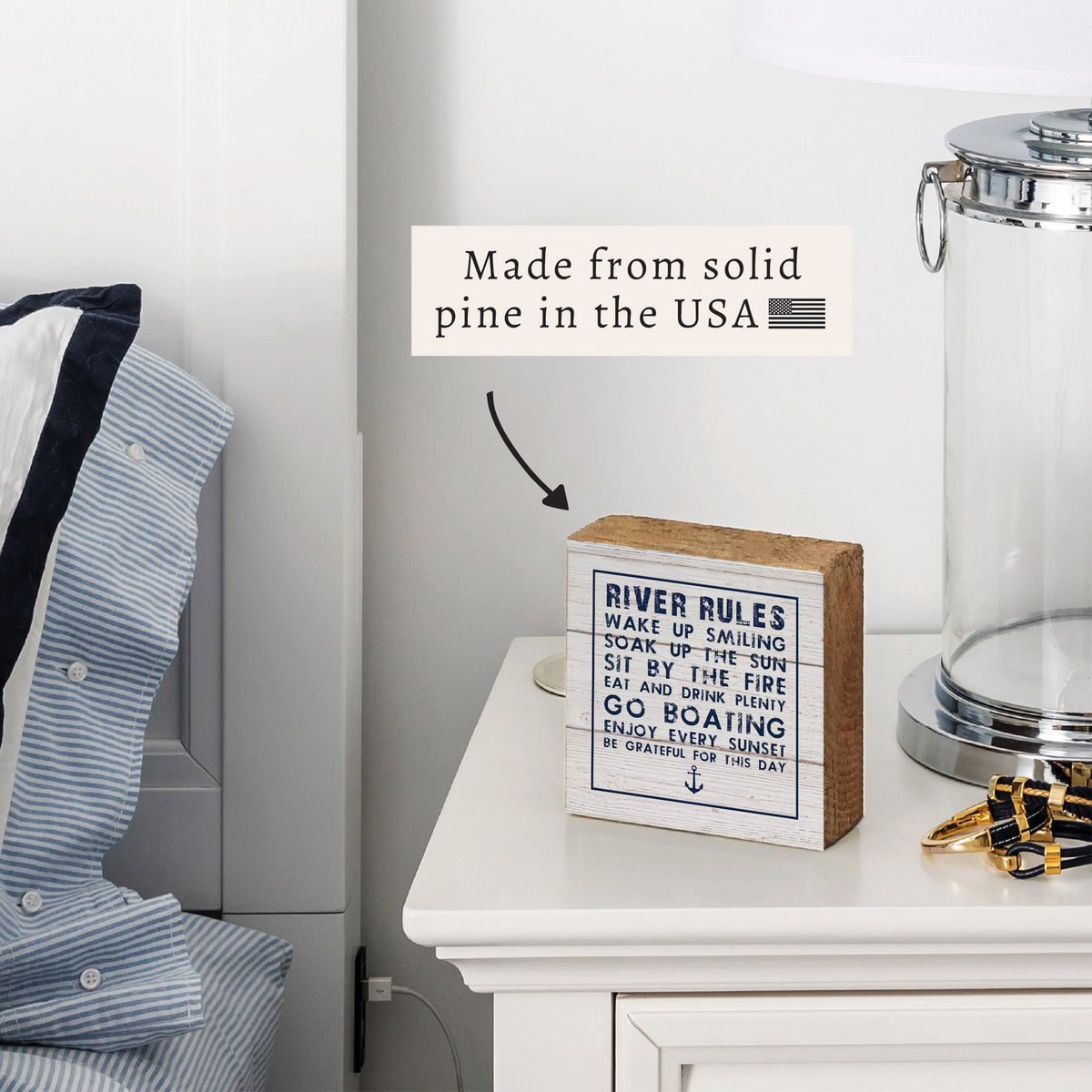 River Rules Block Sign