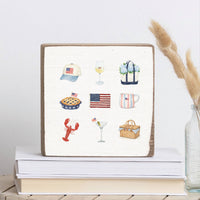 American Summer Icons Block Sign