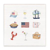 American Summer Icons Block Sign