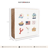 American Summer Icons Block Sign