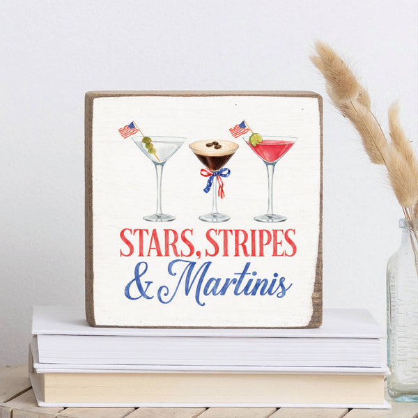 Stars Stripes & Martinis Block Sign