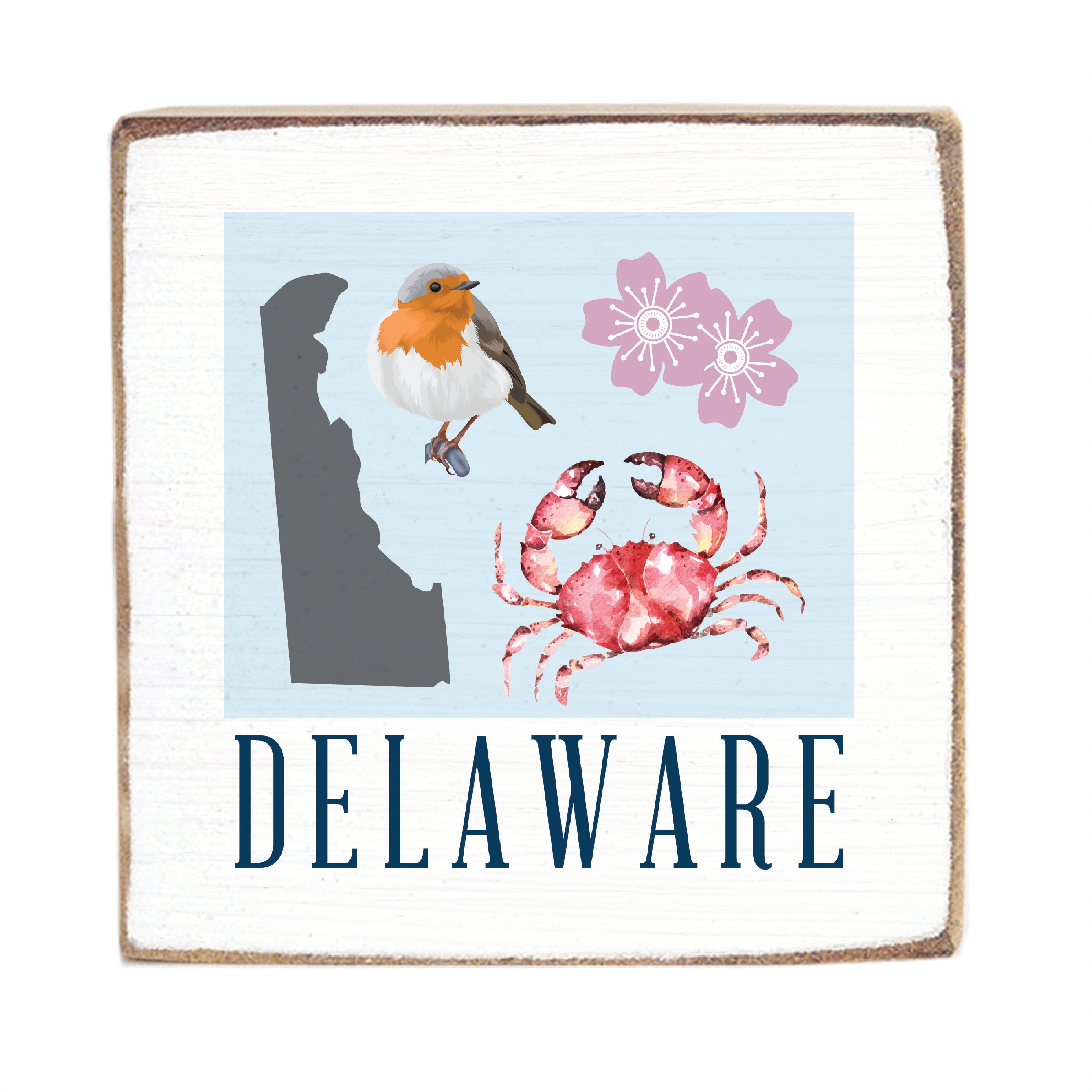 Delaware Icons Block Sign – Rustic Marlin