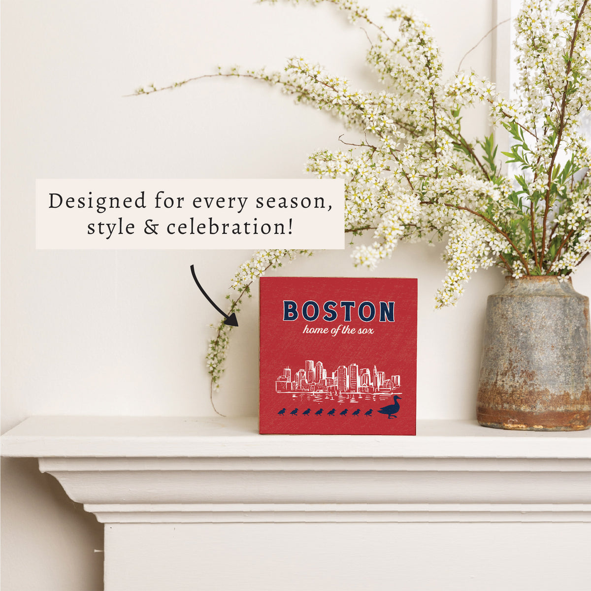 Boston Home of the Sox Block Sign