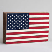 50 Stars Flag Wood Block