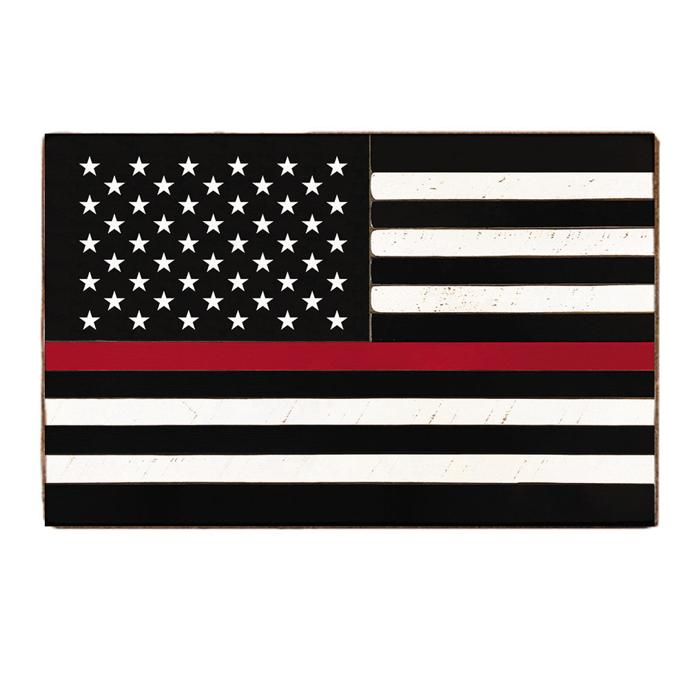 Red Line Flag Wood Block