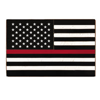 Red Line Flag Wood Block
