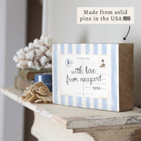 Newport Postcard Blue Stripe Block Sign
