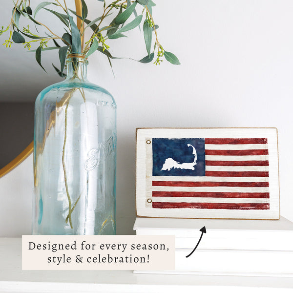Cape Cod American Vintage Flag Block Sign