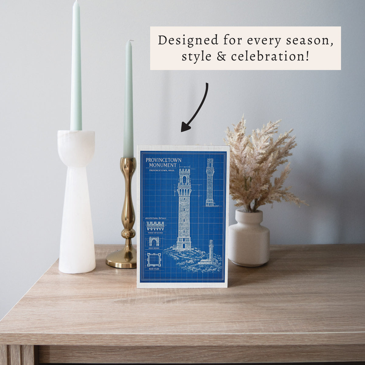 Provincetown Monument Blueprint Block Sign