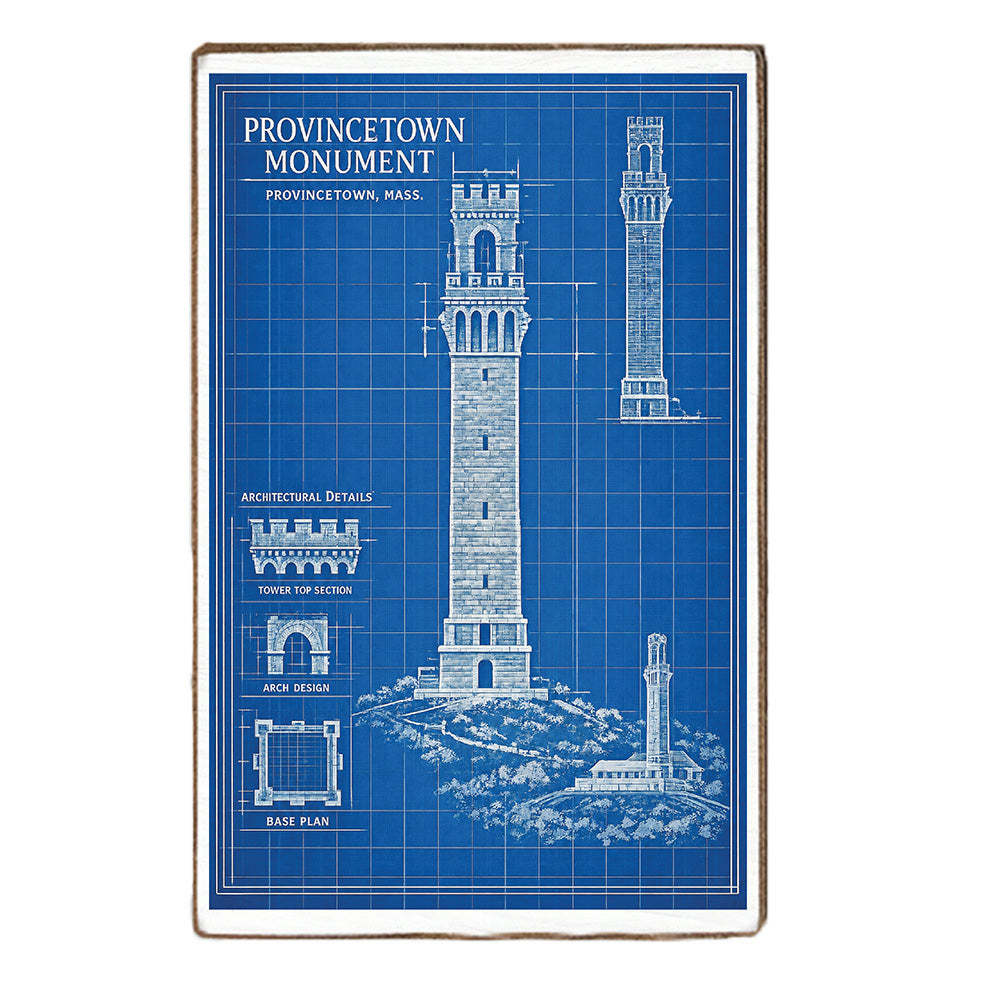 Provincetown Monument Blueprint Xl Block Sign