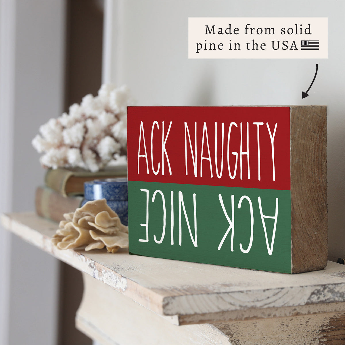 Ack Naughty Nice Block Sign