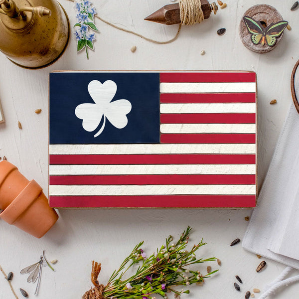 American Flag Shamrock Block Sign