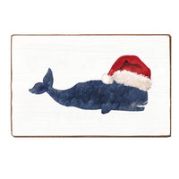 Santa Whale Wood Block