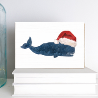 Santa Whale Wood Block
