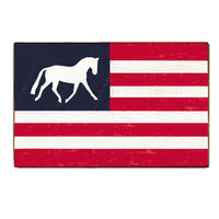 Horse American Flag Block Sign