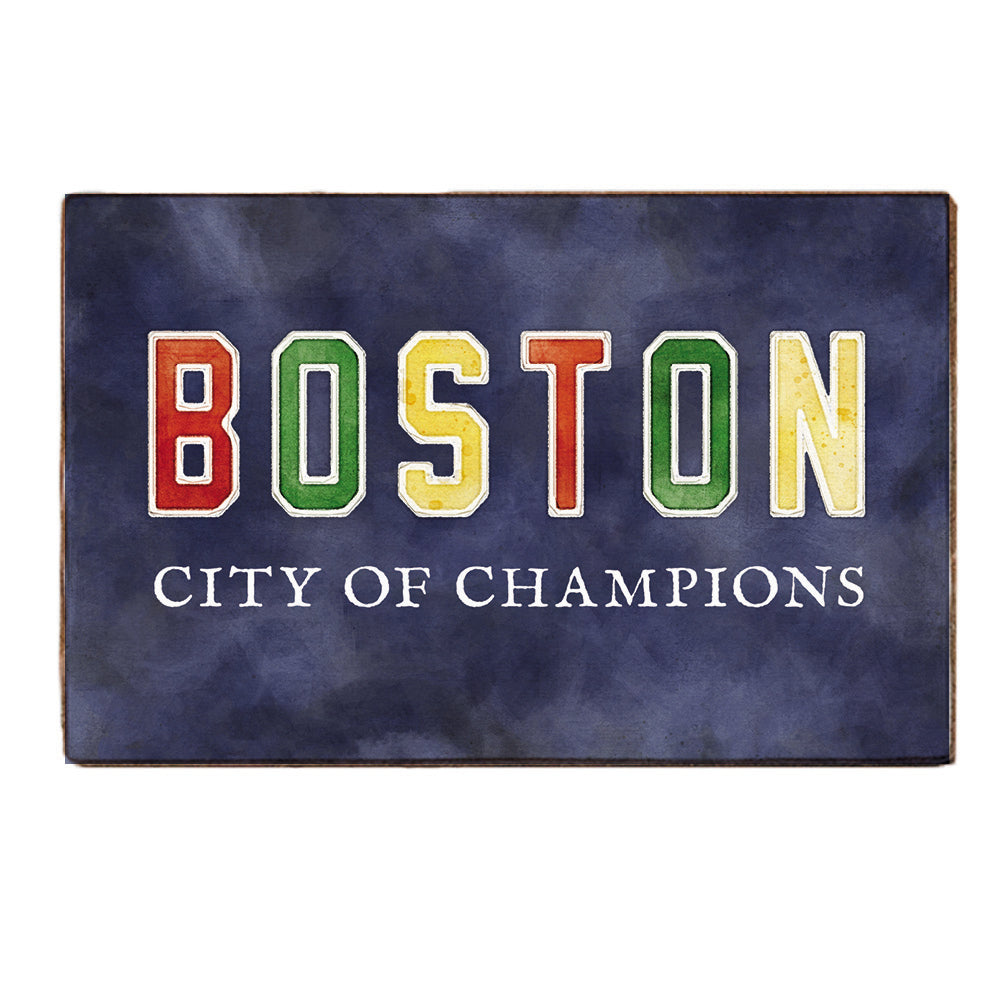 Boston City of Champions Wood Block