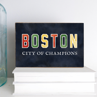 Boston City of Champions Wood Block