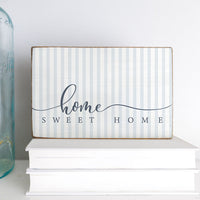 Blue and White Striped Home Sweet Home XL Block Sign