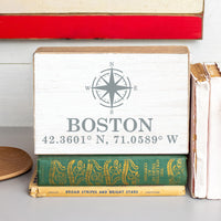 Compass + Coordinates Personalized XL Block Sign