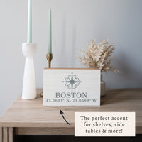 Compass + Coordinates Personalized Block Sign