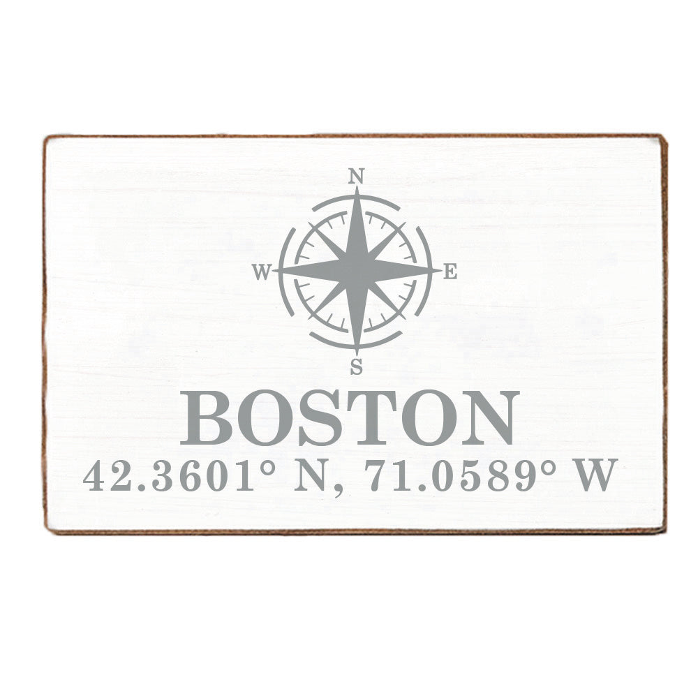 Compass + Coordinates Personalized XL Block Sign