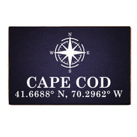 Compass + Coordinates Navy Personalized Wood Block
