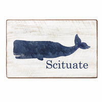 Navy Whale Personalized Wood Block