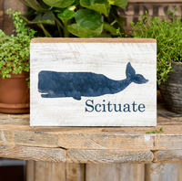 Navy Whale Personalized Wood Block
