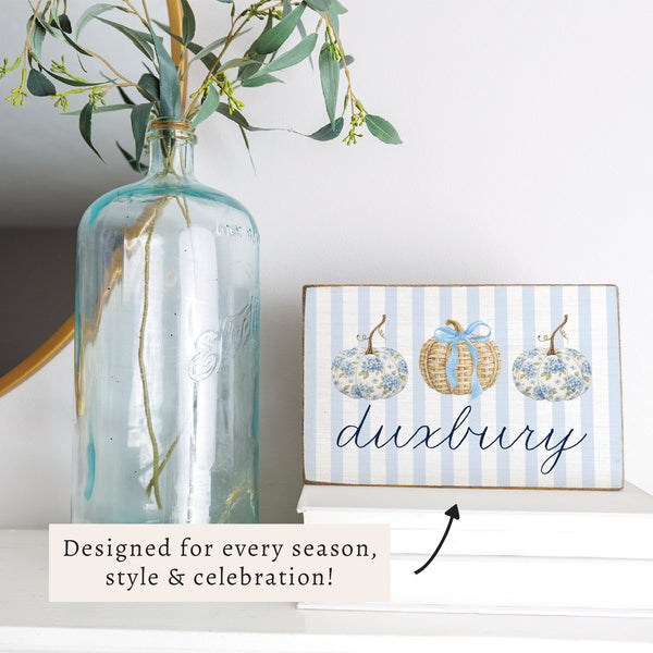 Coastal Pumpkins Personalized Block Sign