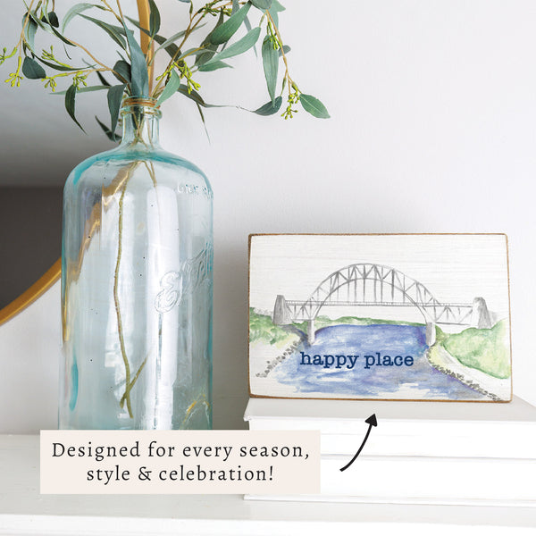 Watercolor Bridge Personalized Block Sign