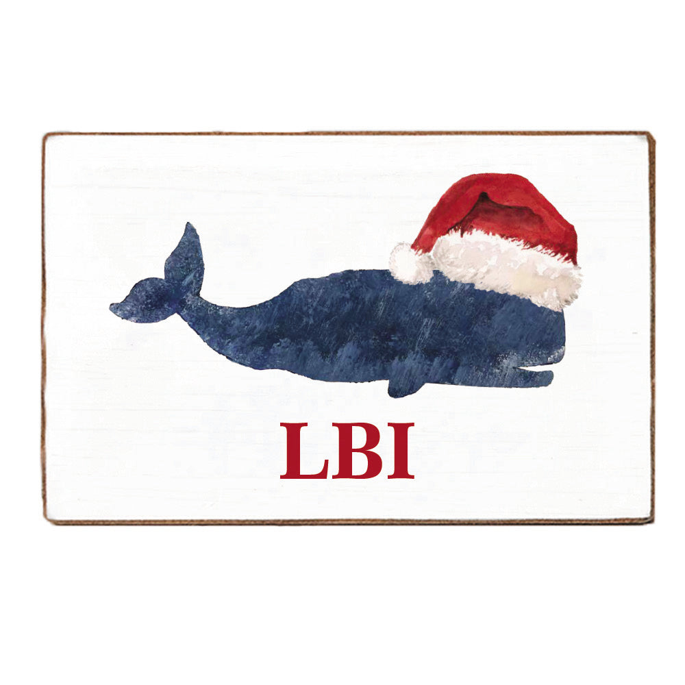 Santa Whale Personalized Block Sign