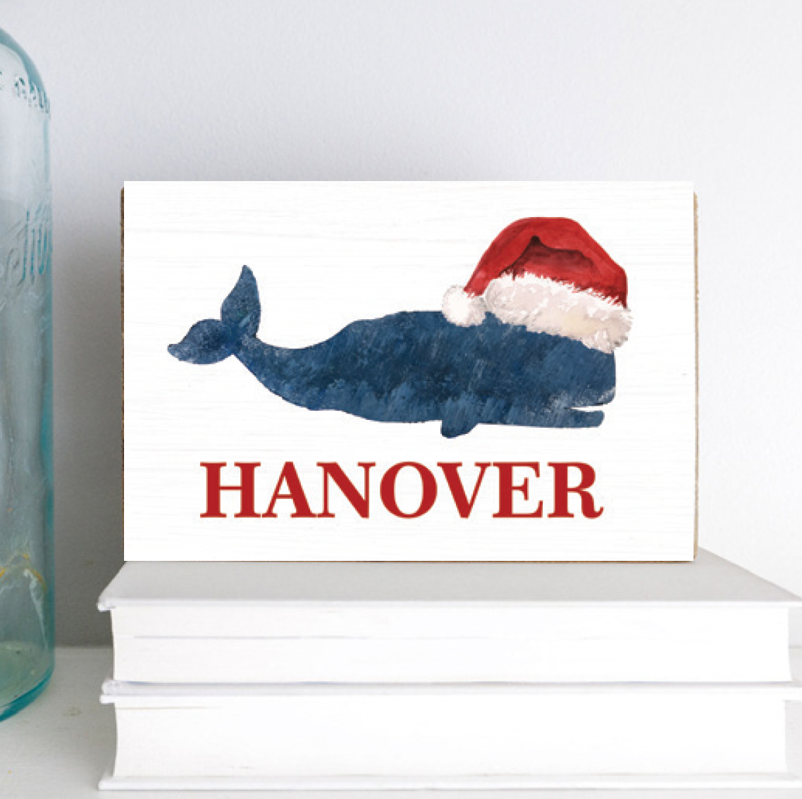 Personalized Santa Whale Decorative Wooden Block